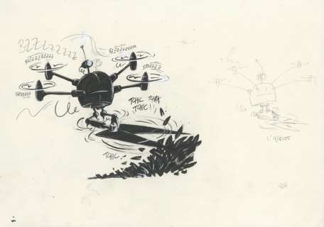 JOTED / Nicolas Sjöstedt, étude planche 1, "Liquidation Totale" | Galerie Neuf
