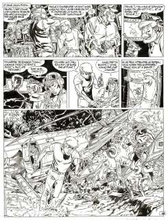 Hermann - Lot 464 - Bernard Prince, Les pirates de Lokanga, planche originale à l’encre de chine pour cet album paru en 1969 au Lombard.