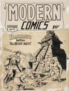Reed Crandall Modern Comics #77 Blackhawk Cover Original Art (Quality, 1948). In the early forties Crandall’s - | Heritage