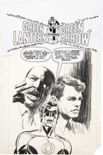Neal Adams Green Lantern and Green Arrow #1 Paperback Back Cover Illustration Original Art (Paperback Library, -