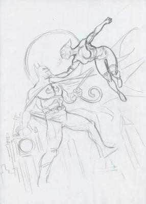 Juanjo Guarnido | Crayonné Batman et Catwoman pour la couverture Batman DC, The long Halloween and the last Halloween, 2025 | Galerie 9ème Art