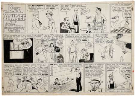 Roy Crane Buz Sawyer Sunday Comic Strip Original Art dated 7-8-45 (King Feature Syndicate, 1945). There‘s a -