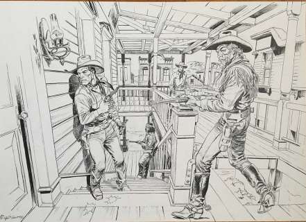 Aldo Capitanio - Original illustration for Tex. Cm. 34,5x25. Ink. Signed. Mint