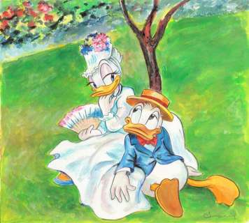 Tony Fernandez, Disney Artist | Donald Duck & Daisy Inspired By Claude Monet’s "Madame Monet and her Son" (1874) - Original Painting - Tony Fernandez Signed - Original Acrylic Artwork | Catawiki