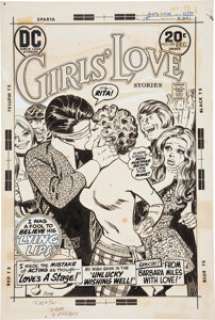 Jay Scott Pike Girls‘ Love Stories #180 Cover Original Art (DC, 1973). A kiss is not just a kiss, in this -