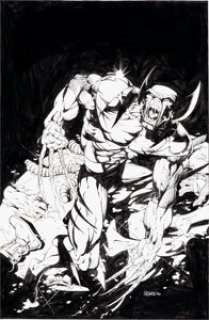 Bart Sears Wizard the Comics Magazine #56 Cover Original Art (Wizard, 1996). Berserker Logan brandishes the bone - | Heritage