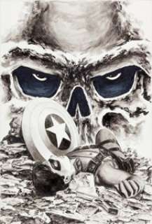 Steve Epting Captain America #31 Red Skull Cover Original Art (Marvel, 2007). Will the Red Skull kill both Cap -