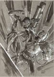 Jim Lee and Joel Gomez "Nightwing vs. Mr. Freeze" Illustration Original Art (2007). Ultra-cool -