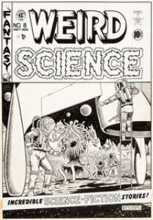 Al Feldstein Weird Science #8 Cover Original Art (EC, 1951). This wild and woolly cover scene has all of - | Heritage