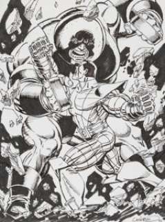 Dave Cockrum Colossus/Juggernaut Illustration Original Art (1995). X-Man Colossus dukes it out with the -