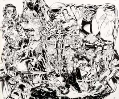 Michael Golden WildC.A.T.s Sourcebook #1  Wrap-Around Cover Original Art (Image Comics, 1993)....