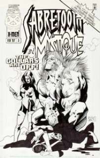 Ariel Olivetti and Pier Brito Mystique and Sabretooth #3 Cover Original Art (Marvel, 1997). Two of -
