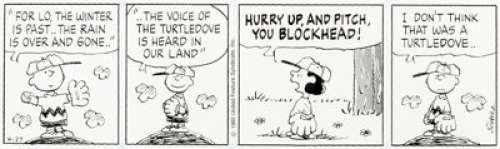 Charles Schulz Peanuts Daily Comic Strip Charlie Brown and Lucy Original Art dated 4-27-92 (United Feature - | Heritage