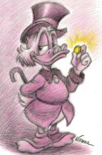 Joan Vizcarra | $crooge McDuck and His Lucky Coin - Original Drawing - Joan Vizcarra - Pencil Art - Original Artwork | Catawiki