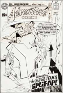 Curt Swan and Neal Adams Adventure Comics #382 Cover Superman and Supergirl Original Art (DC, 1969)....