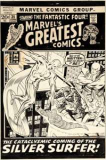John Buscema and Joe Sinnott Marvel’s Greatest Comics #35 Cover Fantastic Four and Silver Surfer Original Art (Mar... | Heritage
