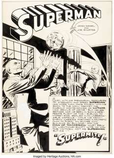 Joe Shuster Studio - Unpublished Superman Story "Supermite" Splash Page 1 Original Art (DC, c. 1944)....