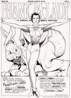 Frank Borth - Police Comics #18 "Phantom Lady" Splash Page Re-Creation Original Art ( Cartoonist Profiles , 1987).