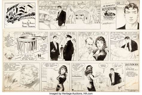Frank Frazetta - Johnny Comet Sunday Comic Strip Art date 4-20-52 (McNaught Syndicate, 1952).