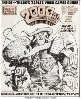 McMahon, Mike - Mike McMahon (as Micky) 2000 AD Prog #310 Judge Dredd Cover Original Art (IPC, 1983)....