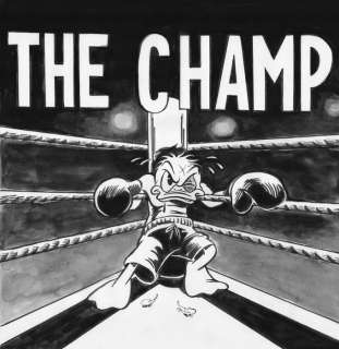 Tony Fernandez, Disney Artist | Donald Duck Inspired By Rocky Balboa, "The Champ" - Original Painting - Tony Fernandez Signed - Acrylic Art - Original Artwork | Catawiki