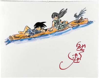 Sanpei Shirato Hand-Drawn Color Illustration "2nd Year Netaro" Netaro and Gumi | Mandarake (Big Web)