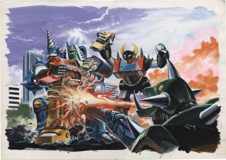 Toshio Okazaki hand-drawn Hand-Drawn Color Illustration "Ai no Senshi Rainbowman" | Mandarake (Big Web)