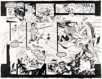 Kubert, Adam - Adam Kubert and Chris Warner Ghost Rider / Blaze: Spirits of Vengeance #2 Double Page Spread 20-21 Original Art (M...