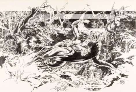 Alex Niño - Satan‘s Tears: The Art of Alex Niño Tarzan Illustration Original Art (Land of Enchantment, 1977)....