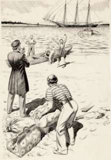 Alex Raymond Scuttle Watch Chapter #4 Illustration Page 71 Original Art (Alfred A. Knopf, 1941). | Heritage