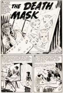 Joe Certa and John Belfi (attributed) Chamber of Chills #21 "The Death Mask" Complete 5-Page Story Original Art (Harvey, 1954). (Total: 5 Original Art)