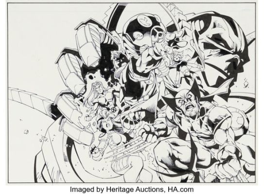 Carlos Pacheco and Art Thibert - X-Men Promotional Illustration Original Art (Marvel, c. 1996-97).