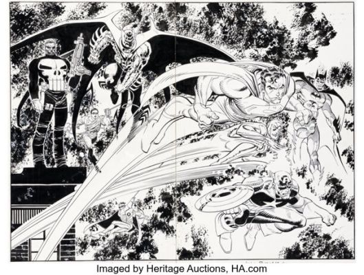 John Romita Jr. and Dennis Janke DC / Marvel: Crossover Classics #2 Wraparound Cover Original Art (DC/Marvel, 1997). | Heritage