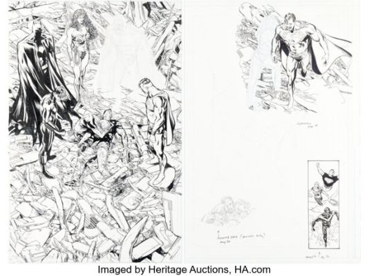 Phil Jimenez and Andy Lanning Infinite Crisis #6 Story Page 34 with Art Patches Original Art Group of 2 (DC, 2006). (Total: 2 Original Art)