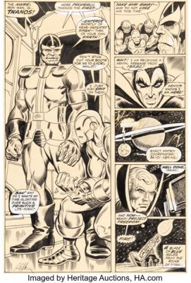 Jim Starlin and Mike Esposito Iron Man #55 Thanos First Full Appearance Story Page 14 Original Art (Marvel, 1973). | Heritage