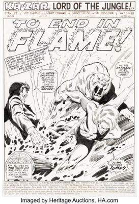 Barry Smith and Sal Buscema Astonishing Tales #10 Ka-Zar and Zabu Splash Page 1 Original Art (Marvel, 1972).