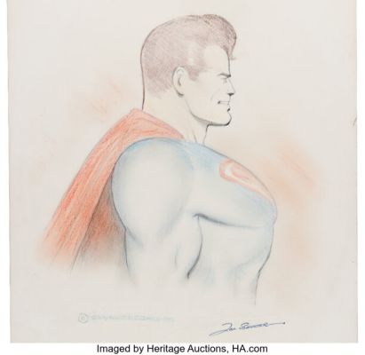 Joe Shuster - Superman Bust Illustration Original Art (1982).