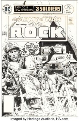 Joe Kubert Our Army At War #299 Sgt. Rock Cover Original Art (DC, 1976). | Heritage