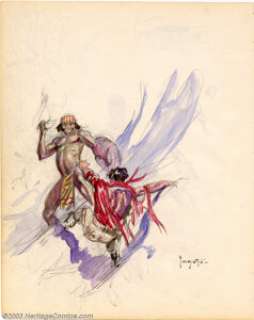 Frank Frazetta - Original Preliminary Sketch, Frontier Conflict (undated). This color sketch by Frank Frazetta - | Heritage