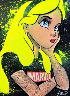 Alvin Silvrants | Tattoo Alice in Marvel Land - Original drawing in colour by Alvin Silvrants | Catawiki