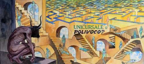 Manara, Milo - 1 Original colour drawing - Impresa Shakespeariana - Unicursale o polivoco ? - 2002 | Catawiki