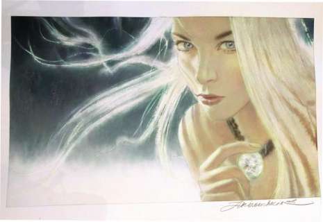 Femme Ã  la pierre de lune - Illustration originale par Andreï ARINOUCHKINE