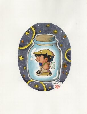A Hand-Drawn Color Illustration by Katsuyuki Katsukawa: "The Shonen with the Bottle" | Mandarake (Big Web)