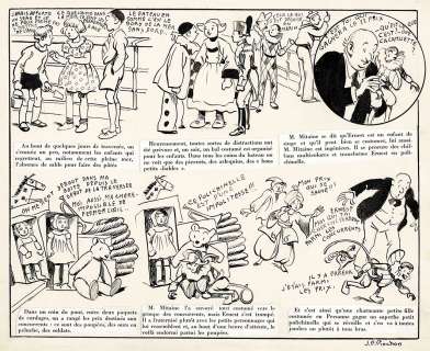 Pinchon - Lot 455 - Bécassine, planche pastiche originale à l’encre de chine.