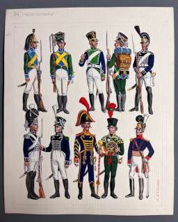 Funcken, Fred - 1 Original colour drawing - L’Uniforme & armes des soldats du XIXe - Würtemberg - 1969 | Catawiki