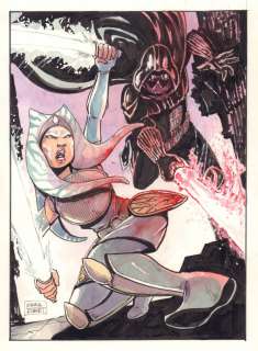 Emma Kubert - Star Wars Darth Vader Vs. Ahsoka Tano Painted Art - Signed