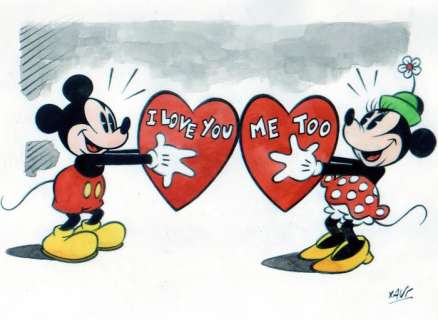 XAVI (Xavier Vives Mateu) - 1 Colour pencil drawing - Mickey Mouse - Valentine’s Day - 2024 | Catawiki