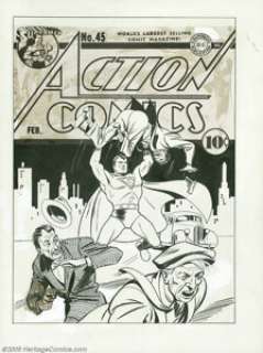 Fred Ray - Action Comics #45 Cover Original Art (DC, 1942). This rousing scene recalls the dynamism of Superman’s - | Heritage