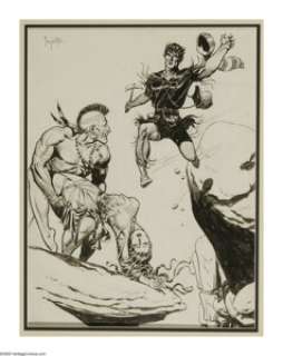 Frank Frazetta - Indian Fighter Illustration Original Art (undated). Frank Frazetta’s savage battle scene - | Heritage