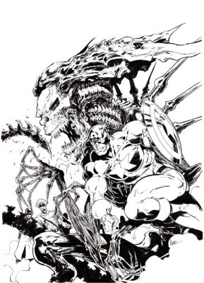 Kaare Andrews | Aliens vs. Captain America #4 | More Great Art